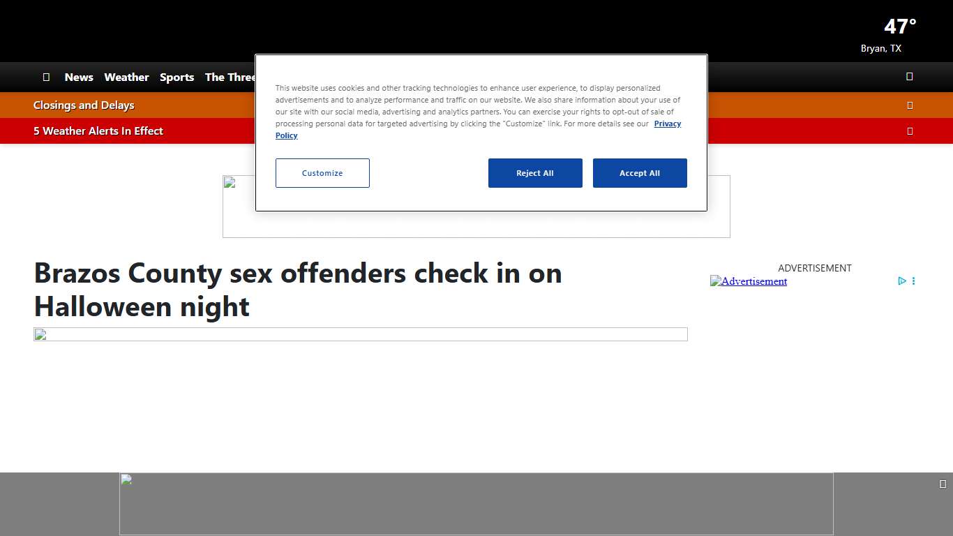 Brazos County sex offenders check in on Halloween night