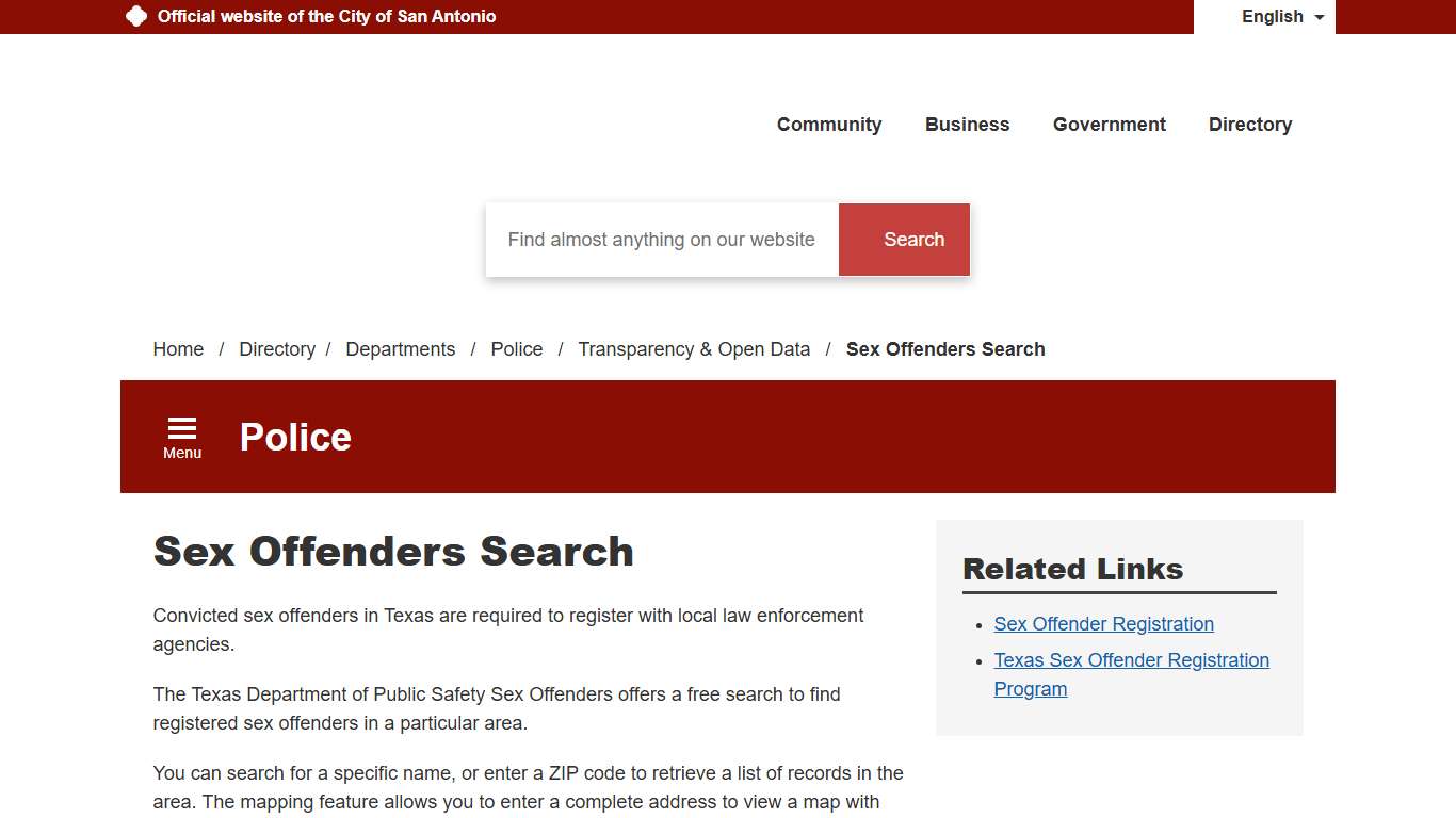 Sex Offenders Search - City of San Antonio